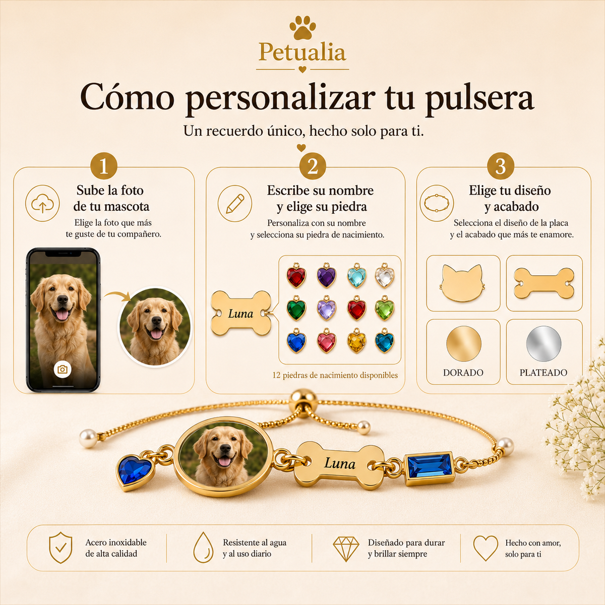 Pulsera Personalizada con Foto y Grabado