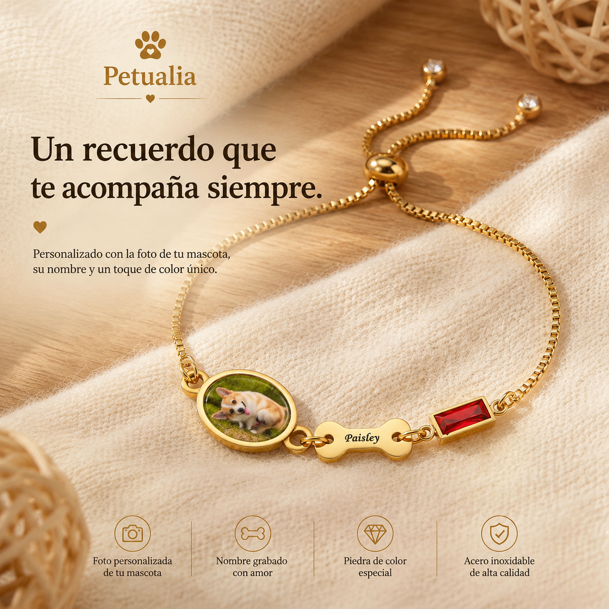Pulsera Personalizada con Foto y Grabado